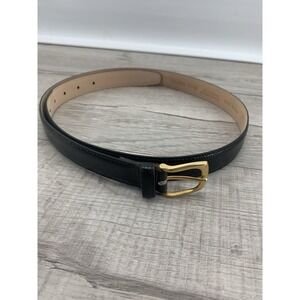 John Henry dress belt men's 36 black lizard skin split cowhide Brass buckle